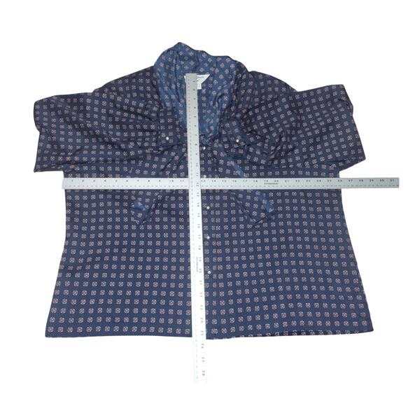 Vintage 60s Ship'n Shore Nautical Blouse Size L Blue Red Bow Collar Retro Mod - Picture 7 of 10